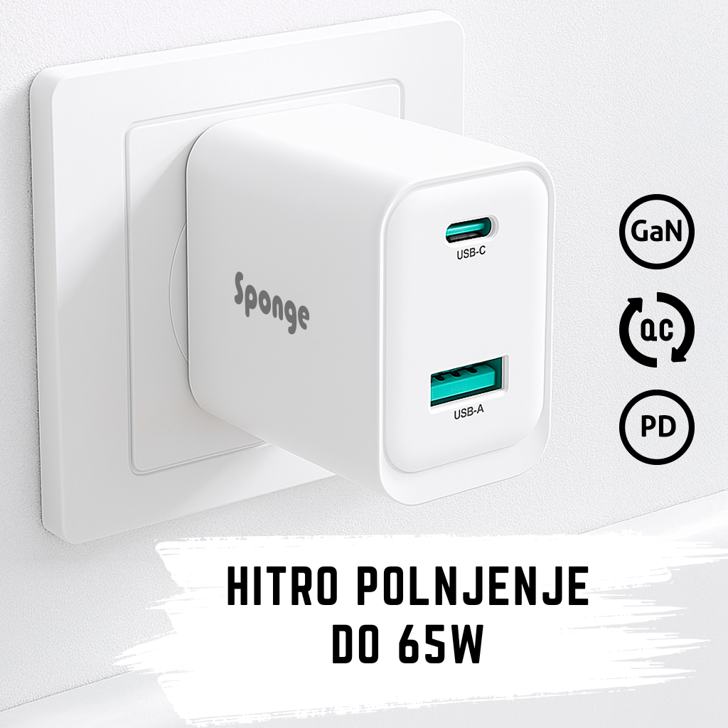 SPONGE Polnilec C3 65W GaN