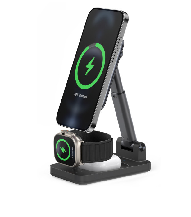 3-in-1 charging station for Apple Watch and MagSafe-compatible smartphones, 15W